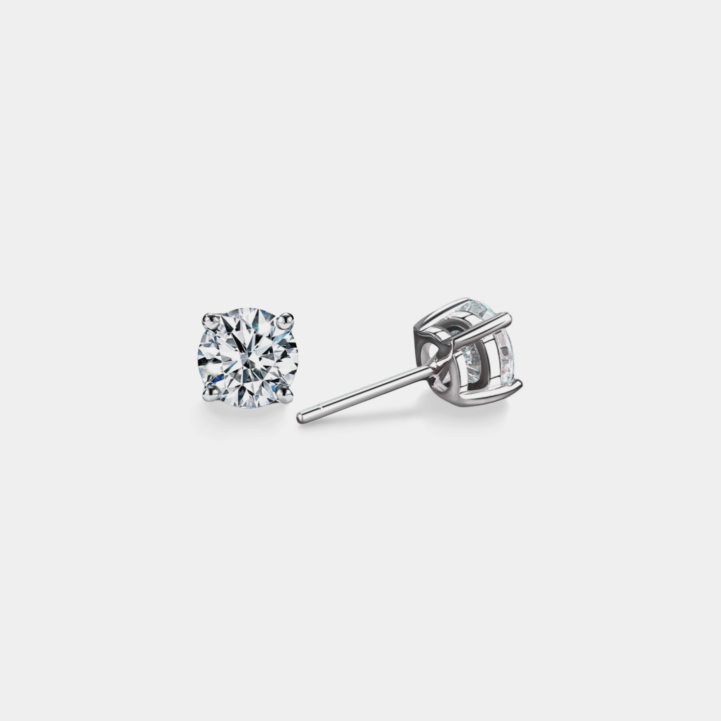 Four-Prong Moissanite Stud Earrings in 925 Sterling Silver