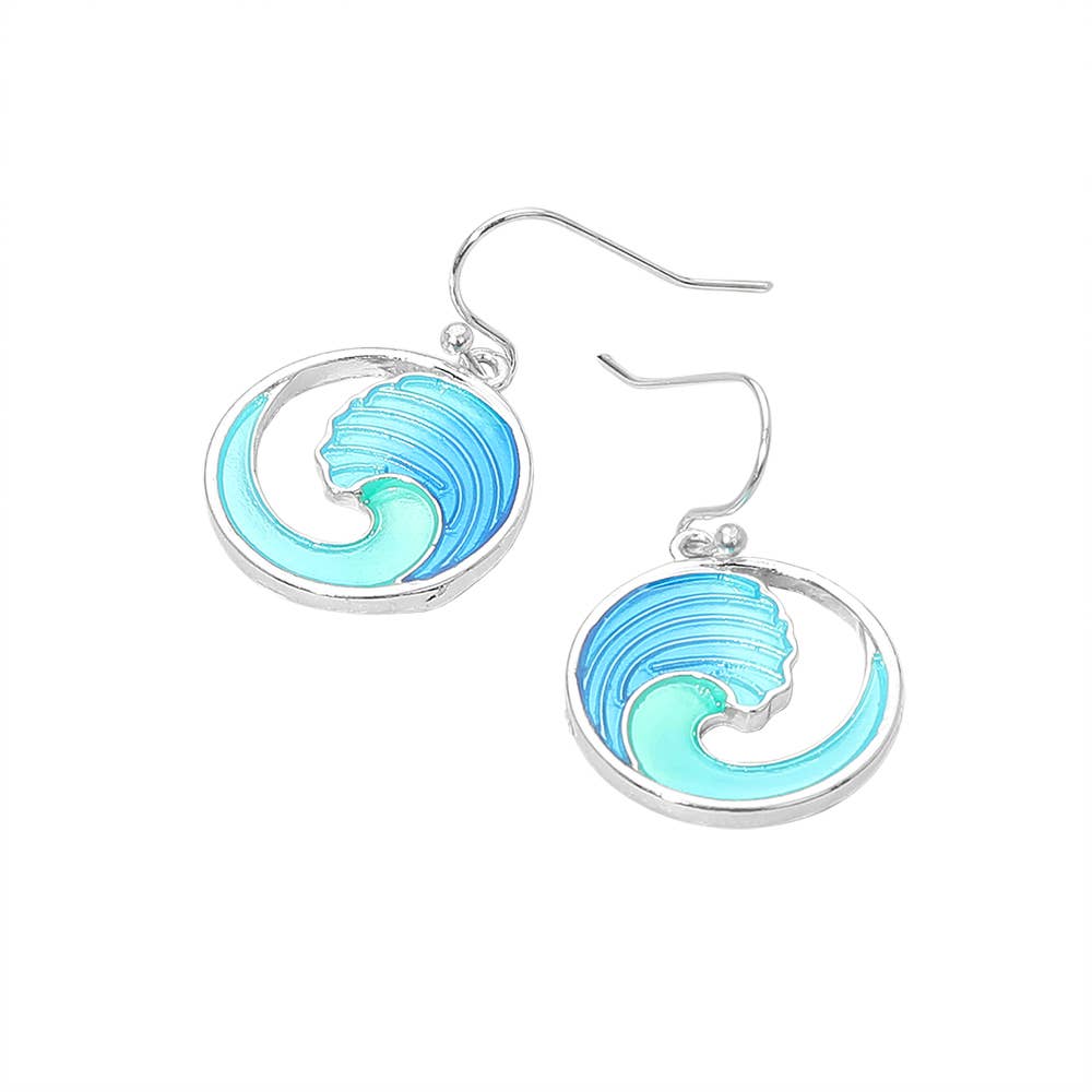 Ocean Wave Charm Drop Dangle Earrings