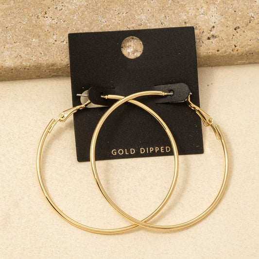Gold Dipped 50Mm Latch Hoop Earrings