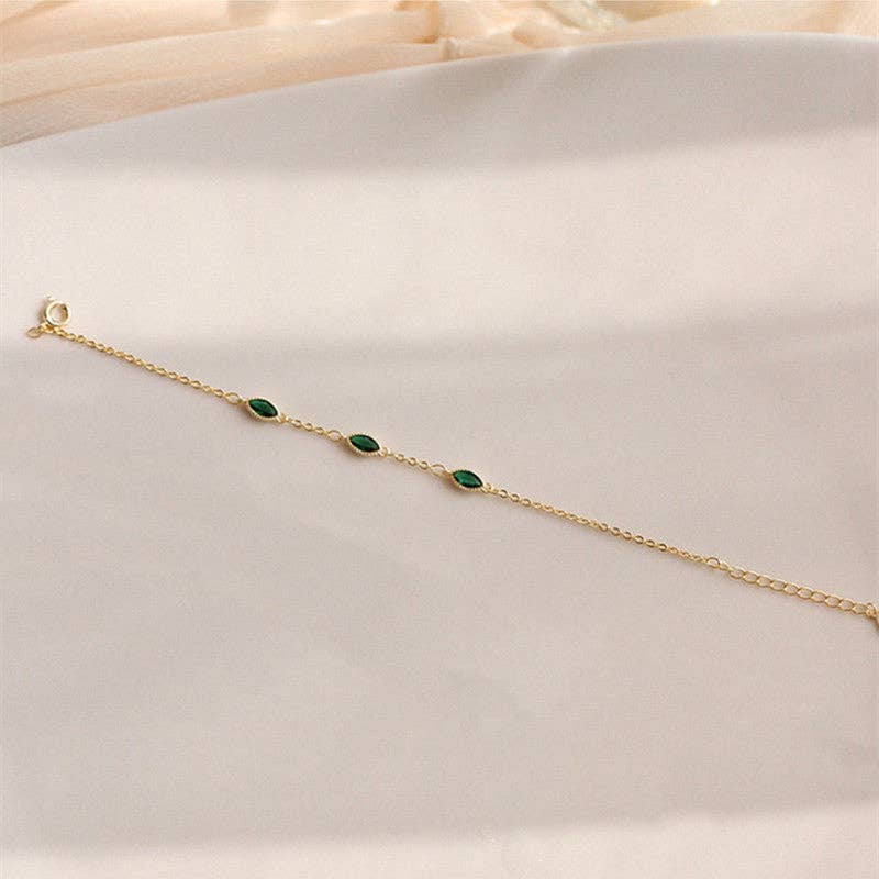 Green Color Gemstone Wedding Bracelet in 925 Sterling Silver