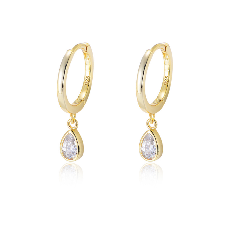 Dainty Teardrop Dangle Hoop Earrings in 925 Sterling Silver
