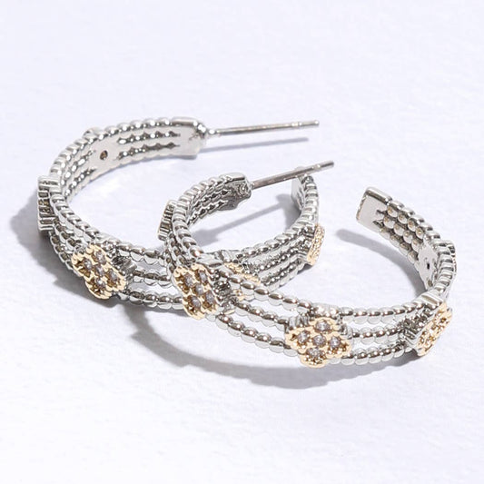 Mini Clover CZ Layer Hoop Earrings
