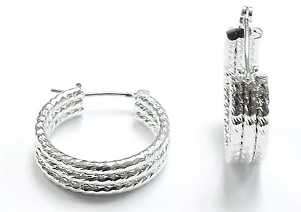 3 Row Silver Hoops