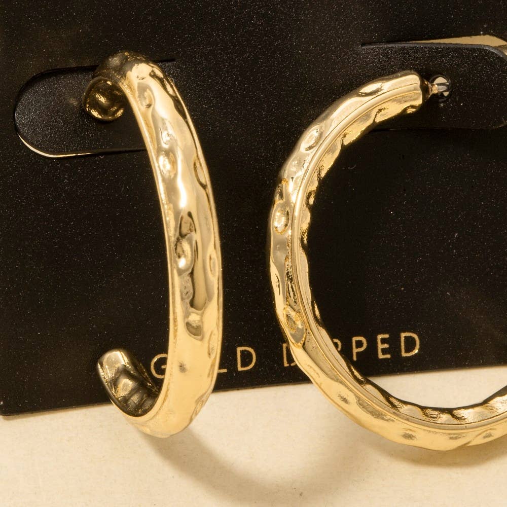 Gold Dipped Textured Hoop Earrings