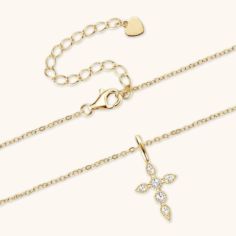 Moissanite Cross Pendant Necklace in 925 Sterling Silver