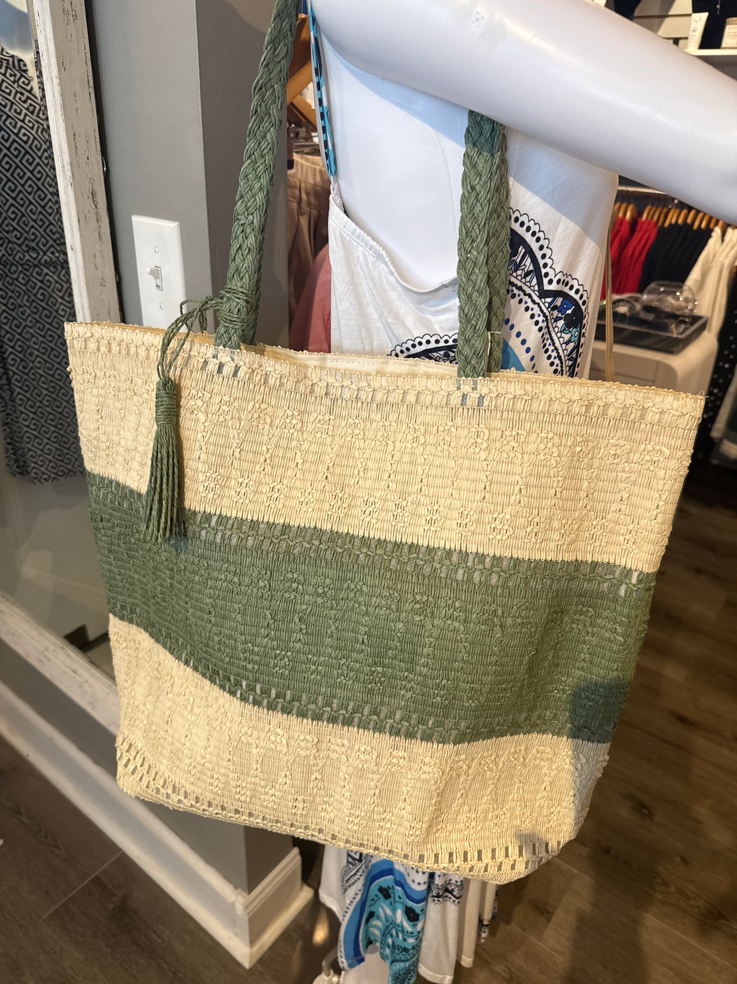 2 Tone Woven Tote OV