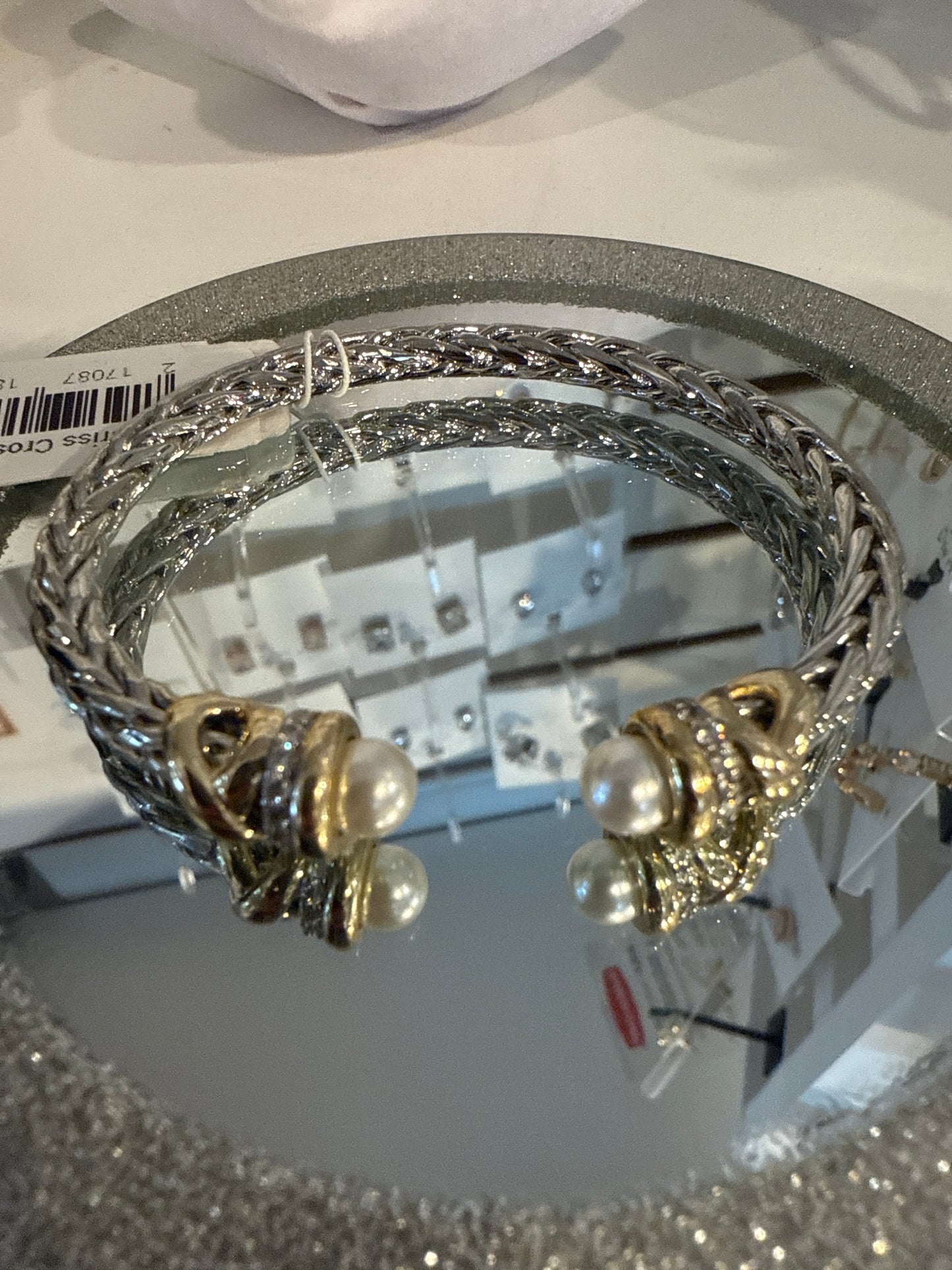 Criss Cross Pearl Bangle