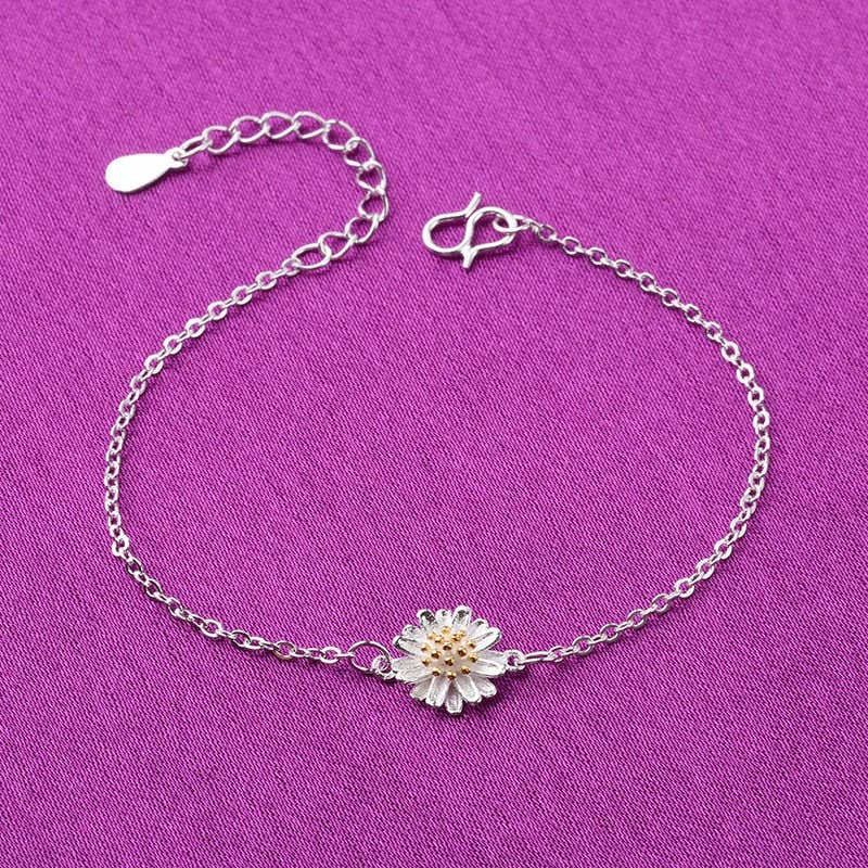Daisy Layered Ankle Bracelet Anklet in 925 Sterling Silver