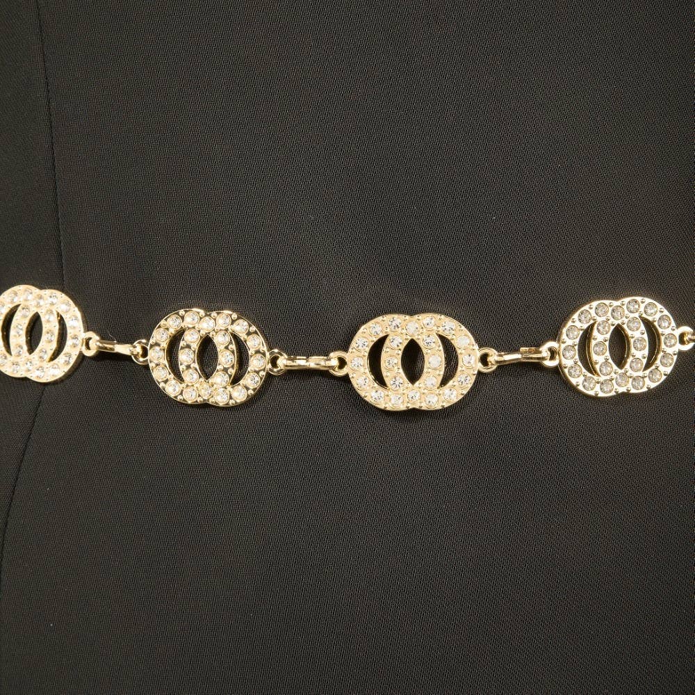 Pave Layered Hoop Link Chain Belt