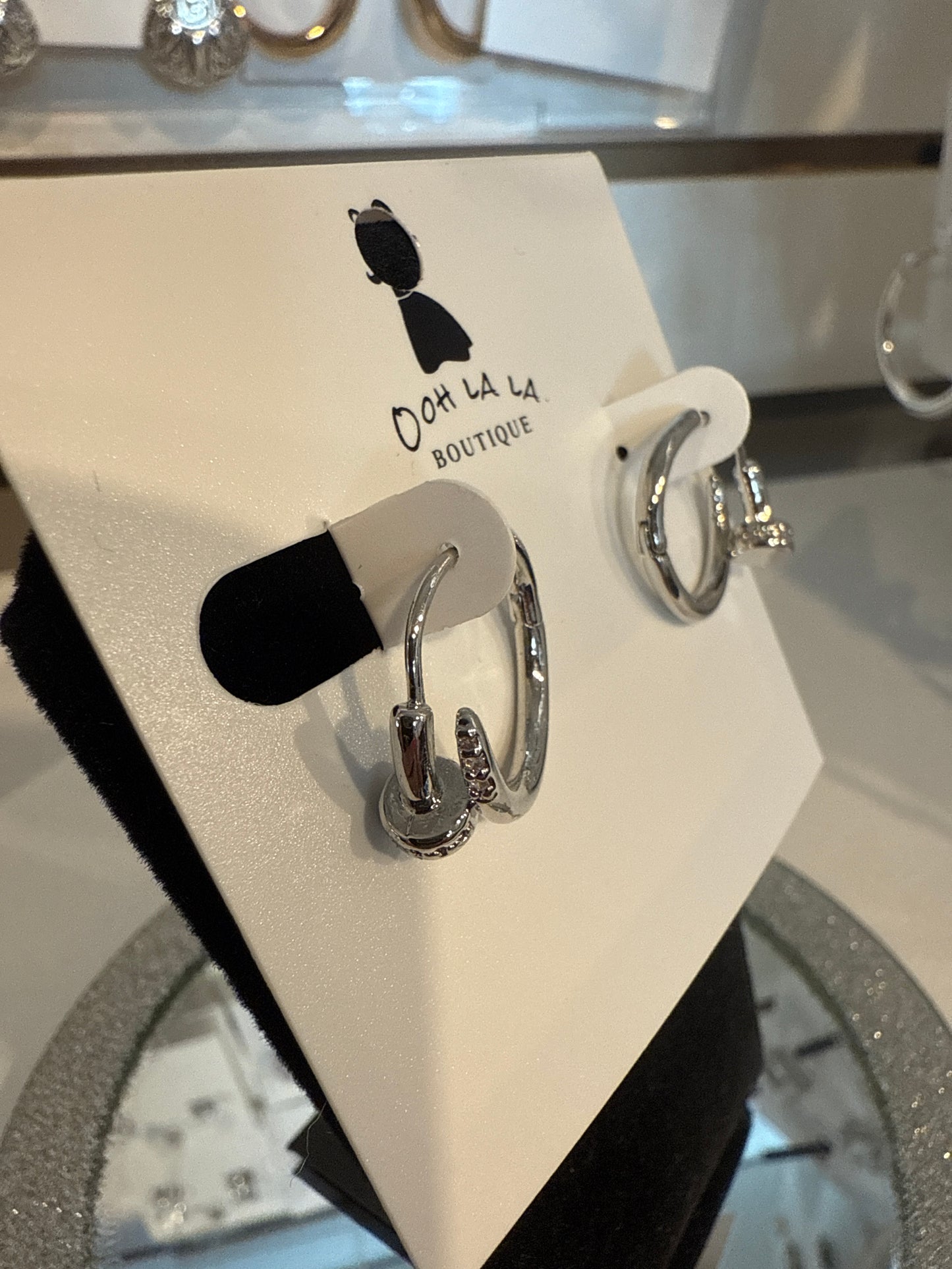 WD Spiral Nail Huggie Earrings