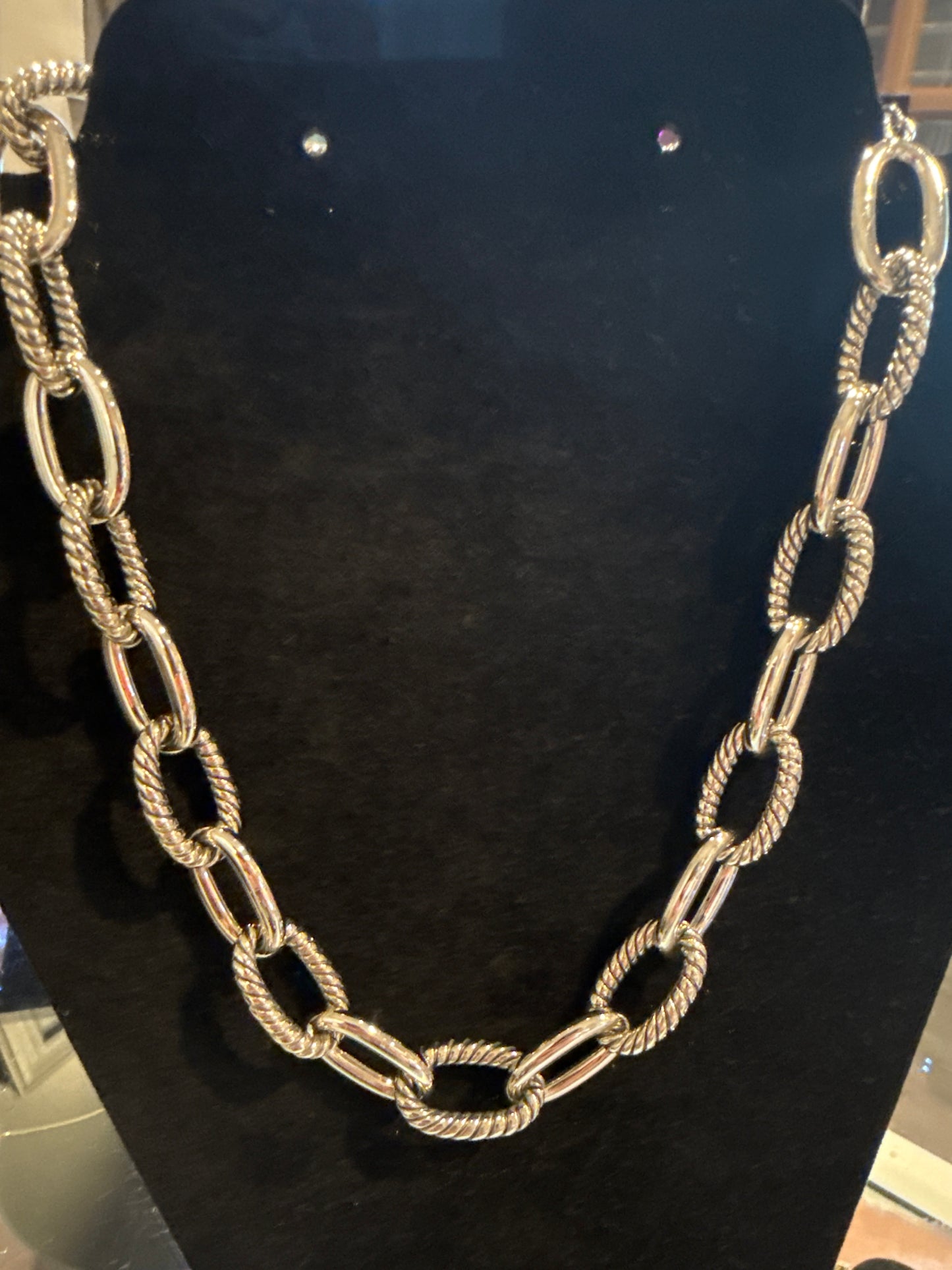 Large Silver Link Toggle Necklace