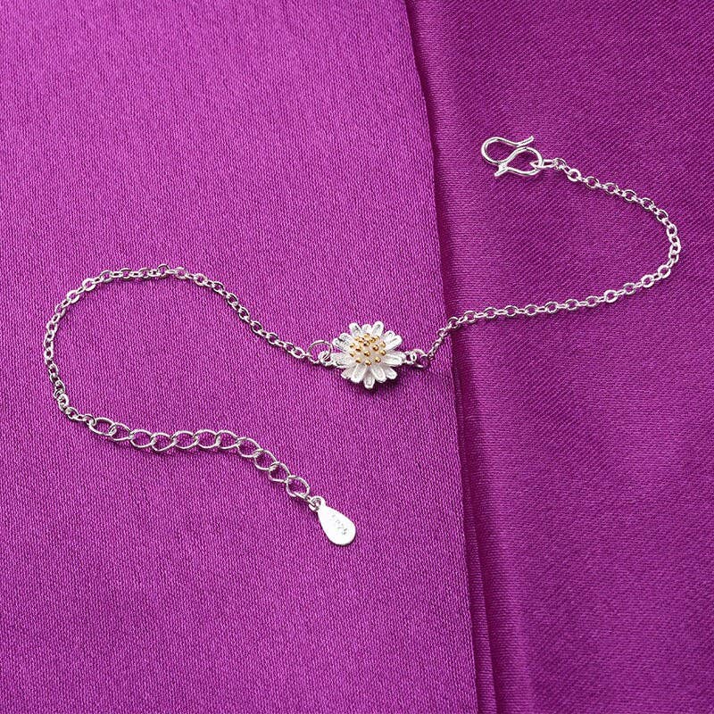 Daisy Layered Ankle Bracelet Anklet in 925 Sterling Silver