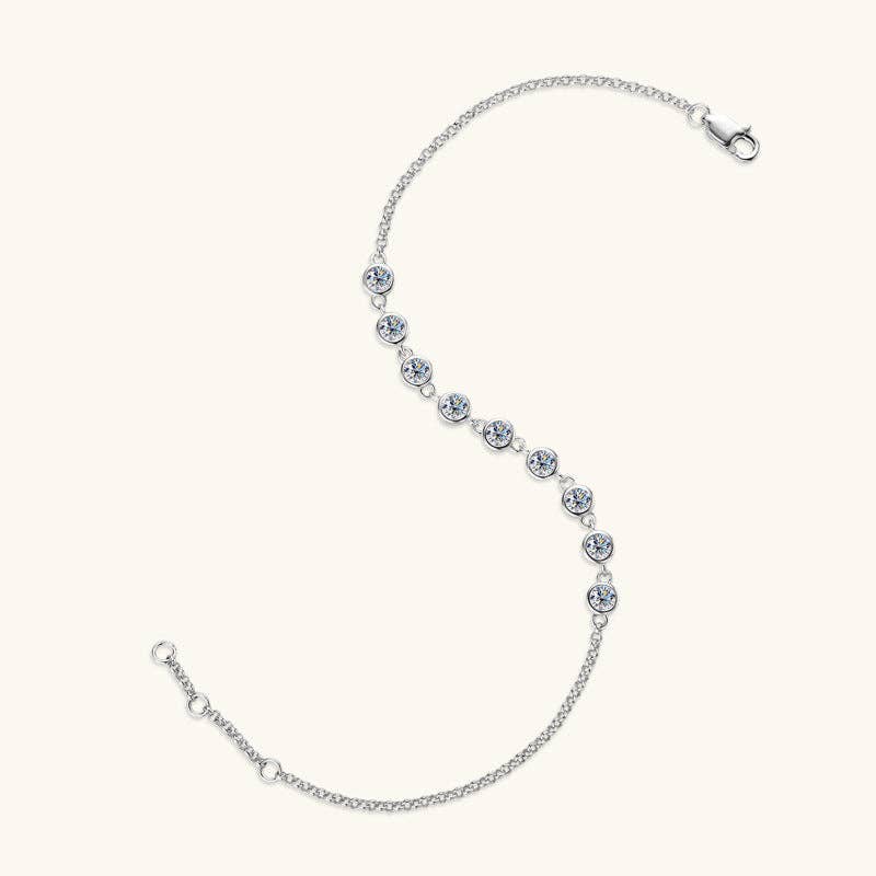 Moissanite Stacking Wedding Bracelet in 925 Sterling Silver