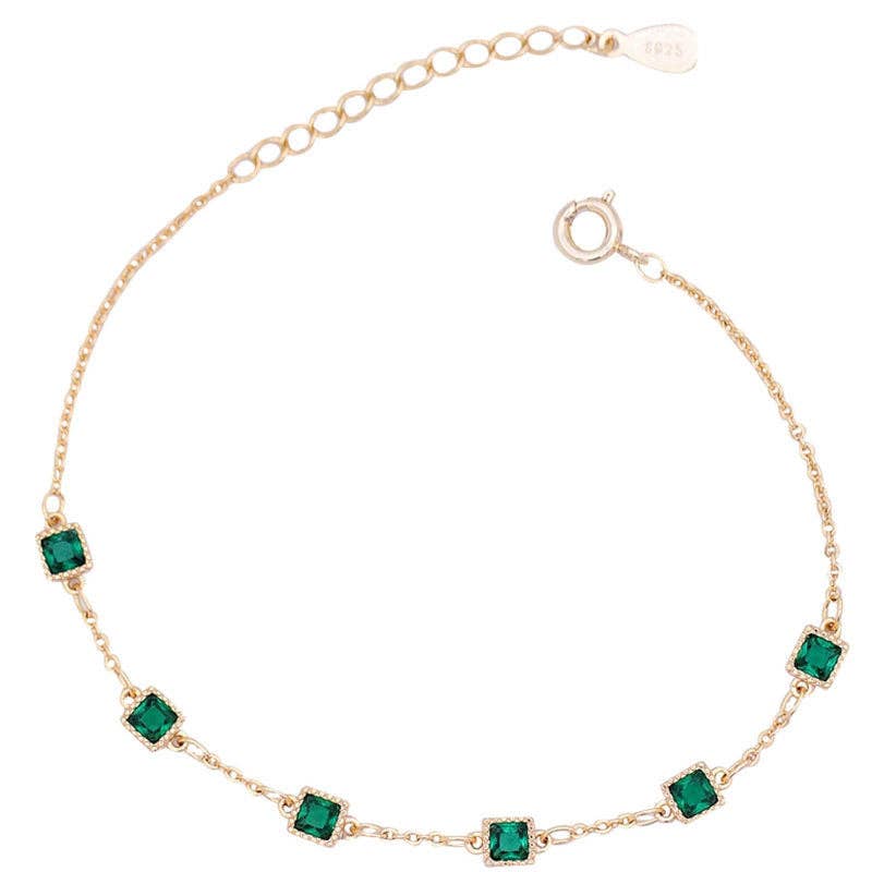 Green Color Gemstone Wedding Bracelet in 925 Sterling Silver