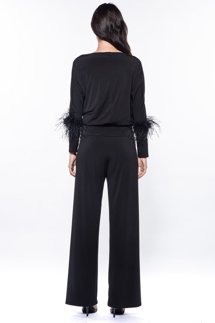 Angie Feather Cuff Cowl Jumpsuit