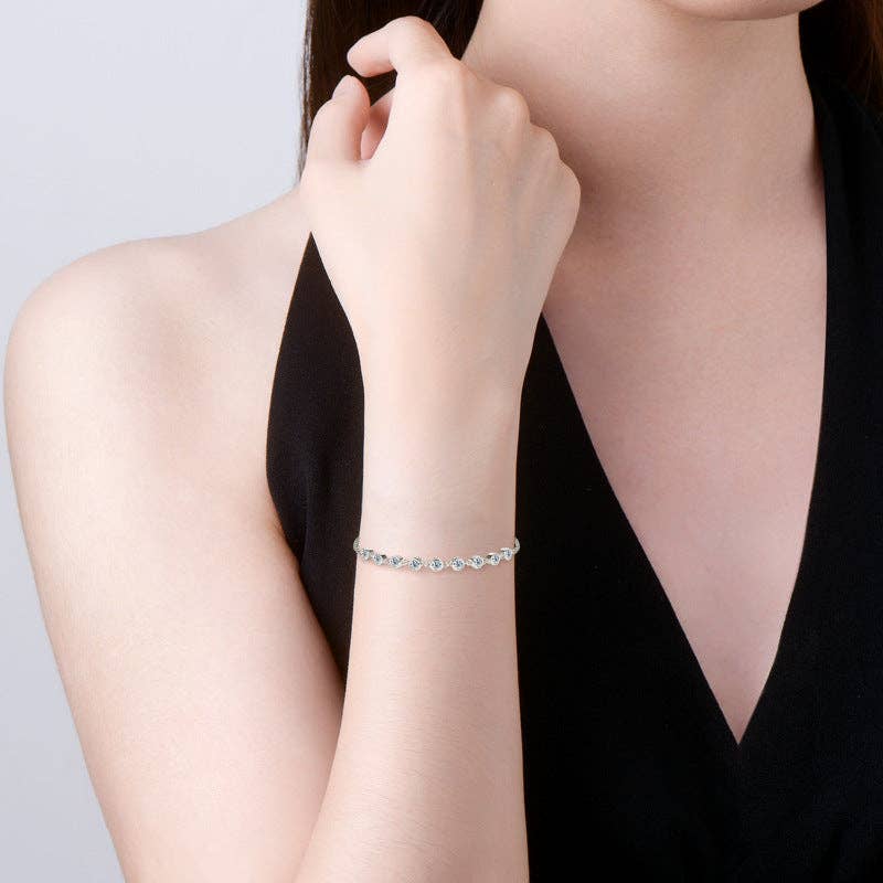 Moissanite Stacking Wedding Bracelet in 925 Sterling Silver