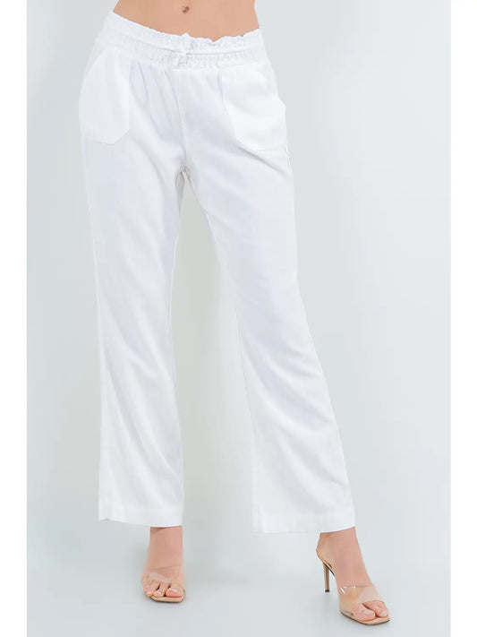 Oceanside Linen Blend Pull Up Pants