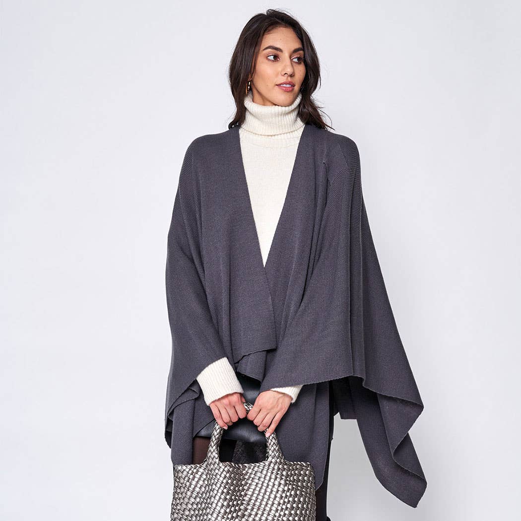 Solid Ruana with Shoulder Strap