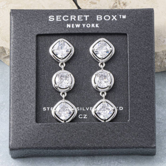 14K Gold Dipped Cz Triple Drop Earrings