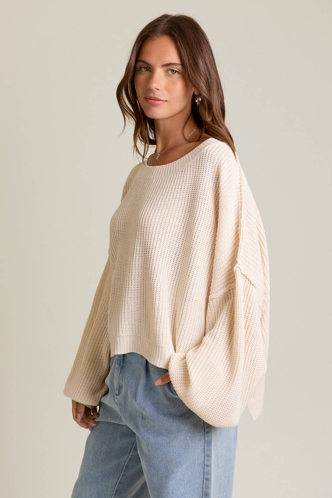PULLOVER SWEATER WITH MOCK NECKLINE