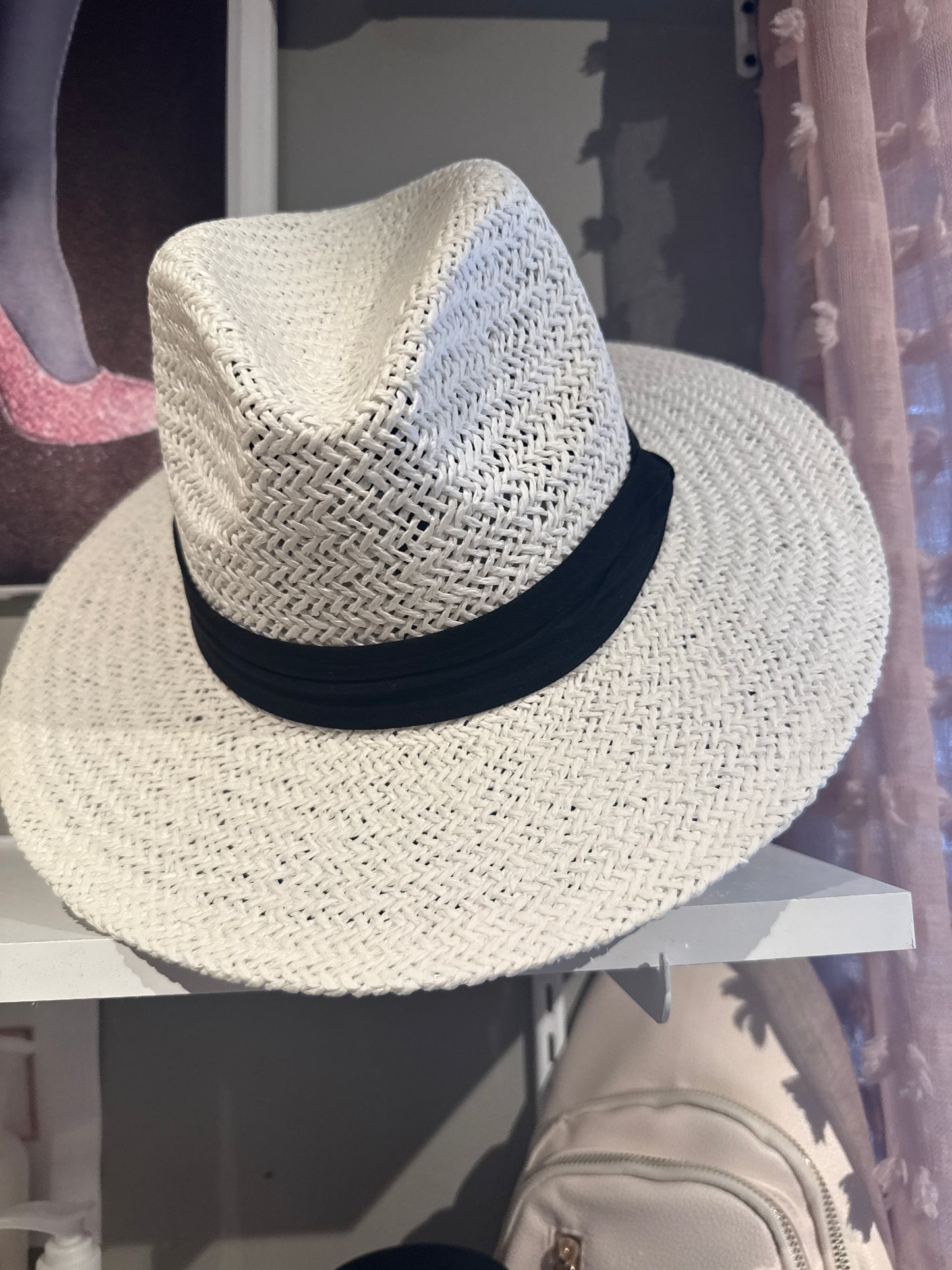 Straw Braided Fedora Sun Hat - WH