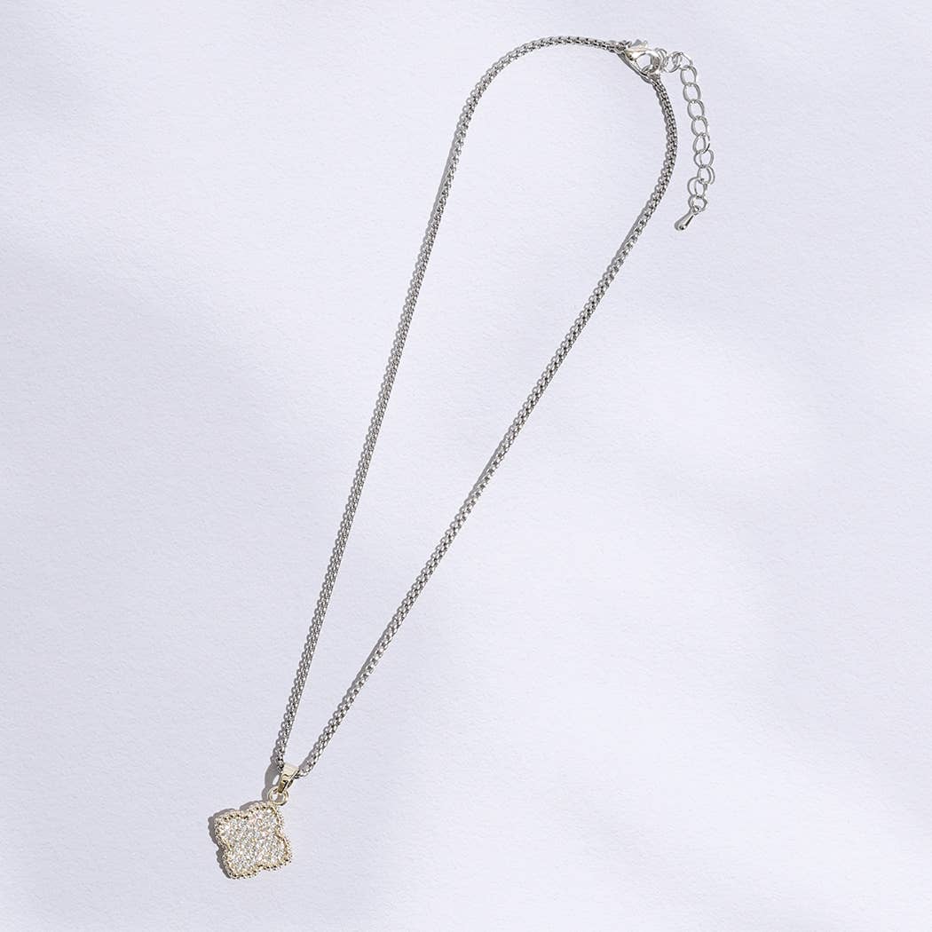 CZ Cross Pendant Multi-Toned Necklace