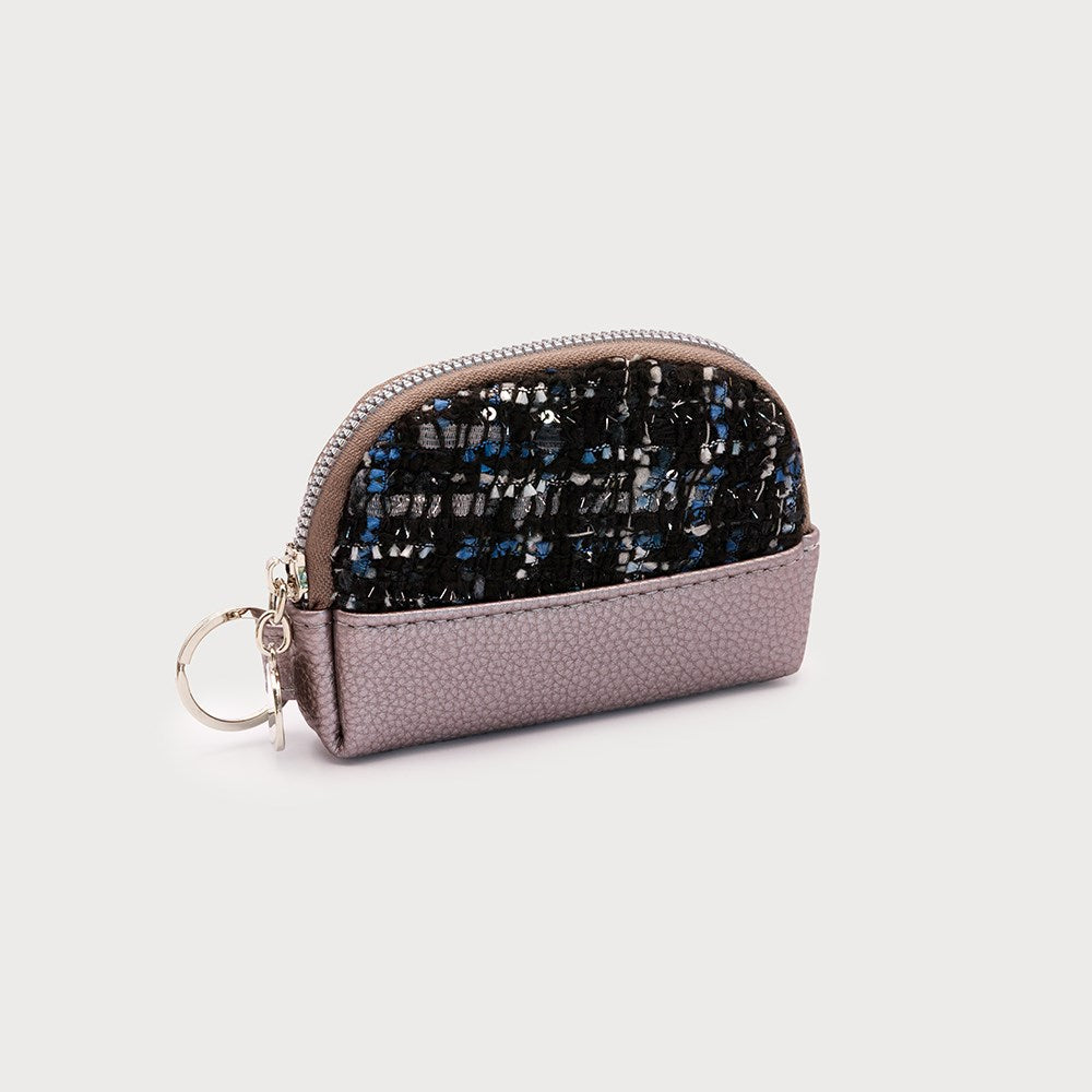 SMALL COINS POUCH WITH ZIPPER CLOSURE AND KEY RING ON SIDE