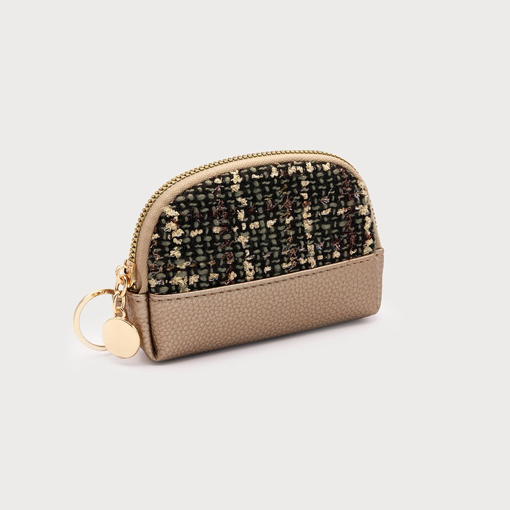 SMALL COINS POUCH WITH ZIPPER CLOSURE AND KEY RING ON SIDE
