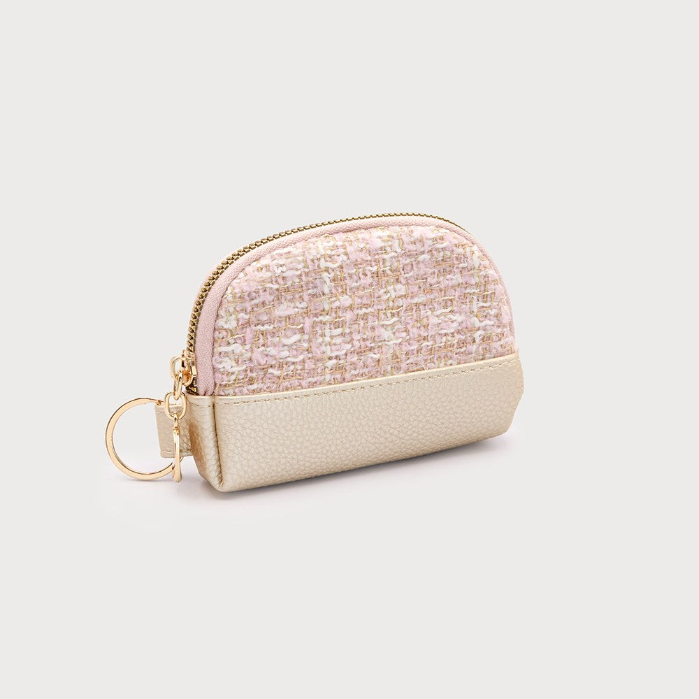 SMALL COINS POUCH WITH ZIPPER CLOSURE AND KEY RING ON SIDE