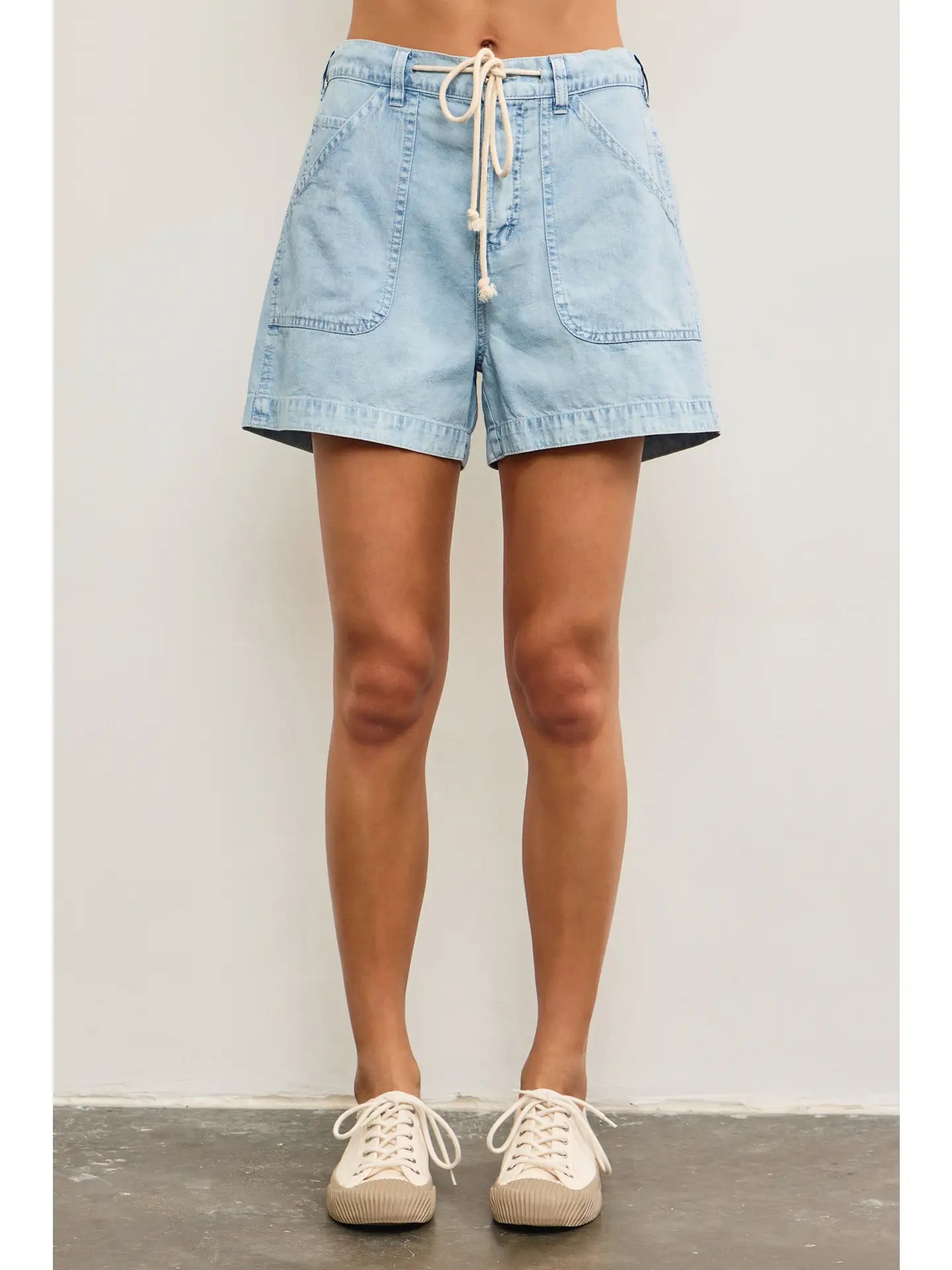 Drawstring Waist Relaxed Slouchy Denim Shorts
