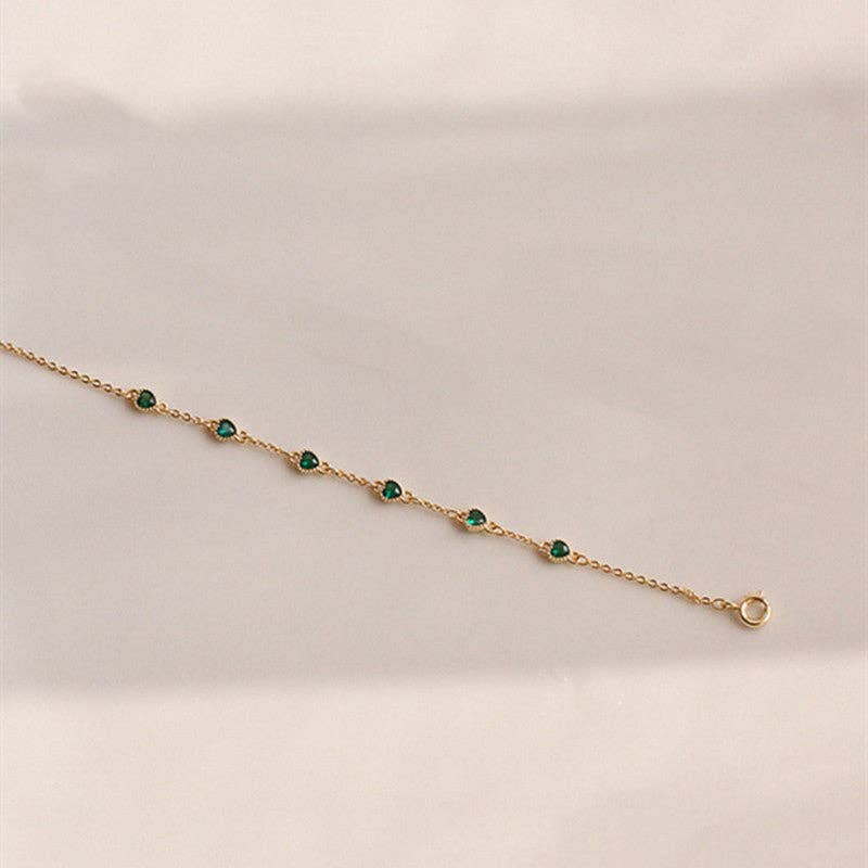 Green Color Gemstone Wedding Bracelet in 925 Sterling Silver