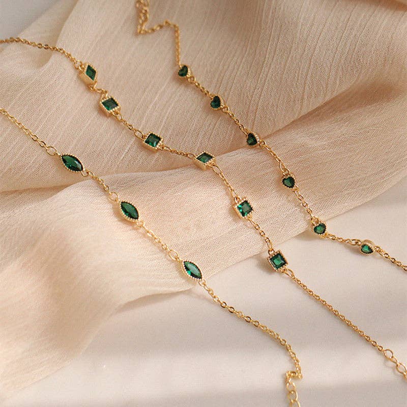 Green Color Gemstone Wedding Bracelet in 925 Sterling Silver