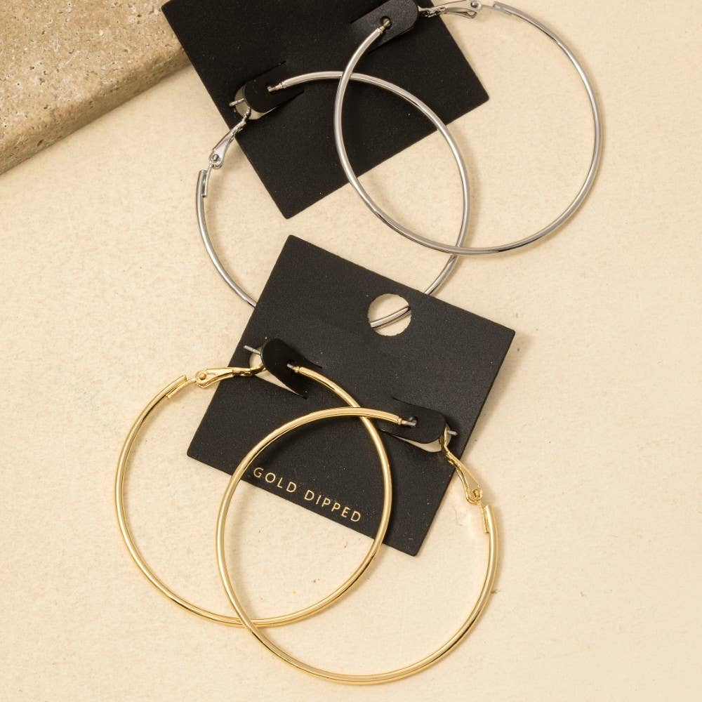 Gold Dipped 50Mm Latch Hoop Earrings