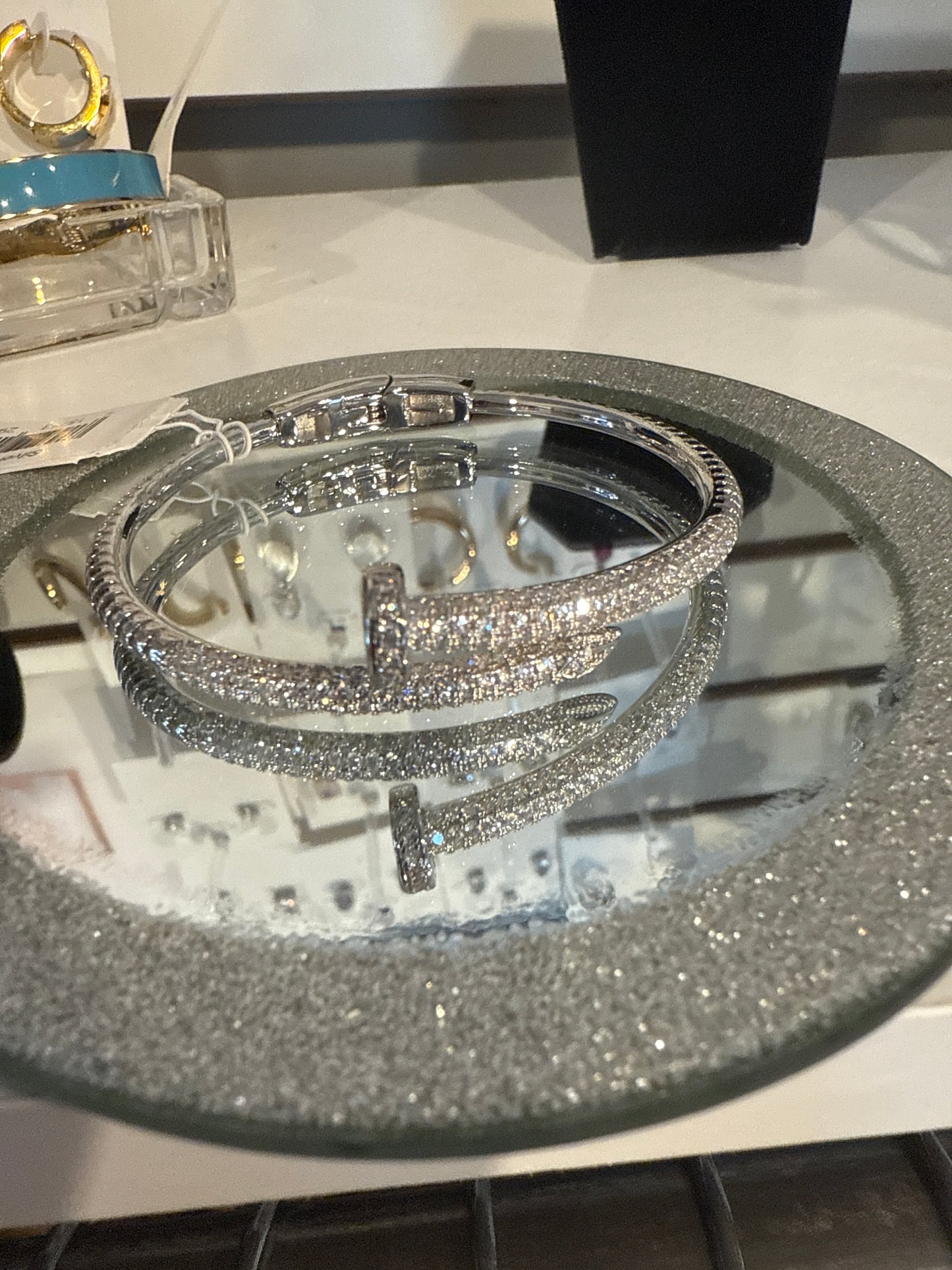 Silver Hinged Nail Bangle