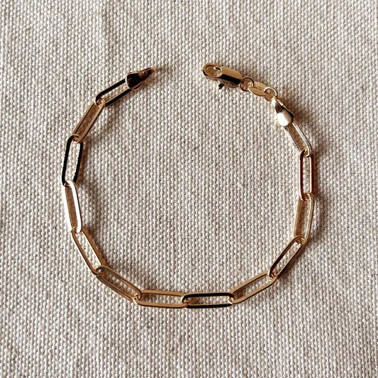 18k Gold Filled 7 Inches Classic Paperclip Bracelet