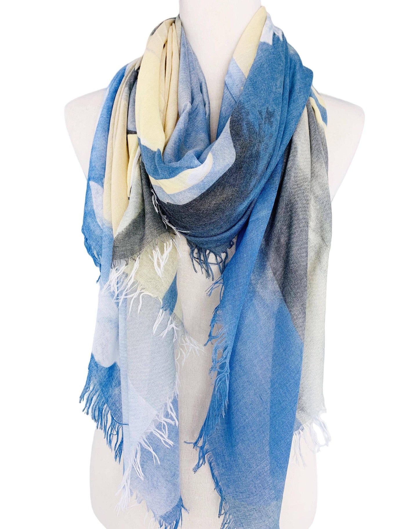 Blue-Multi Abstract Scarf