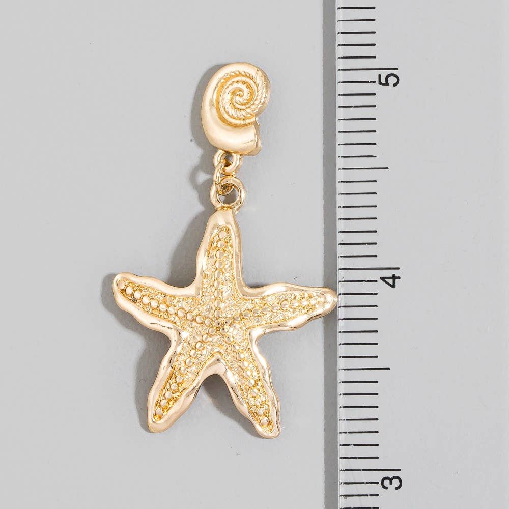 Spiral Shell And Starfish Dangle Drop Earrings