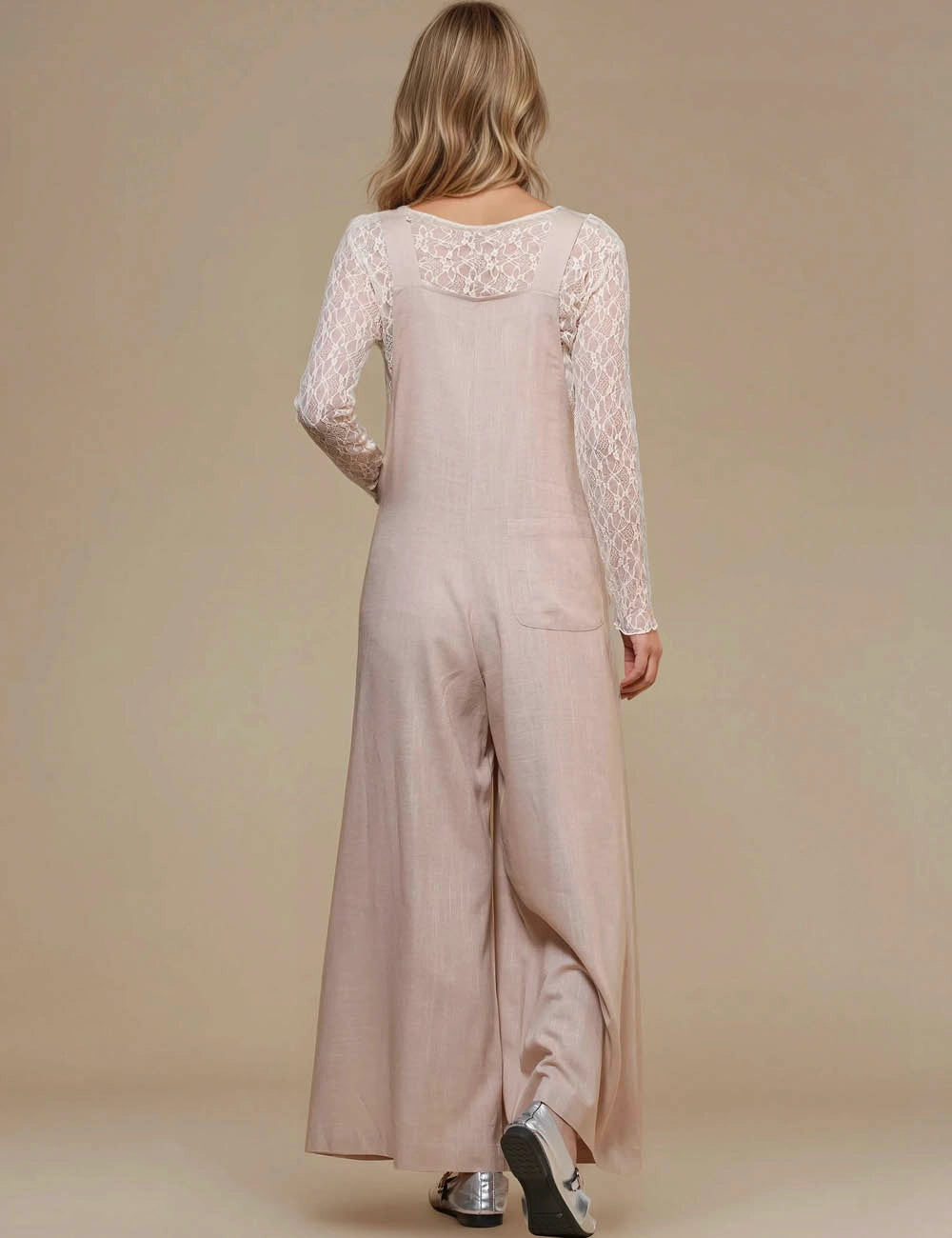 Solid Color Botton Strape Overalls Daily Jumpsuit