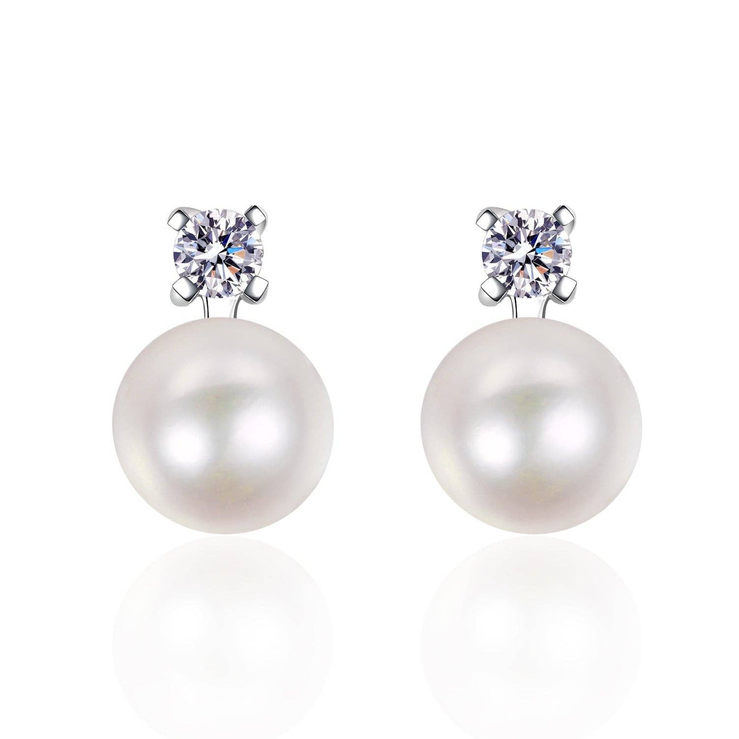 Moissanite Pearl Stud Drop Earrings in 925 Sterling Silver