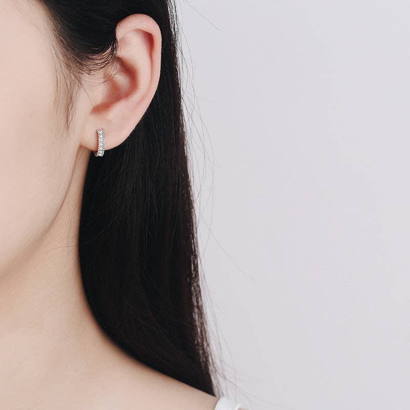 Moissanite Wedding Hoop Earrings in 925 Sterling Silver