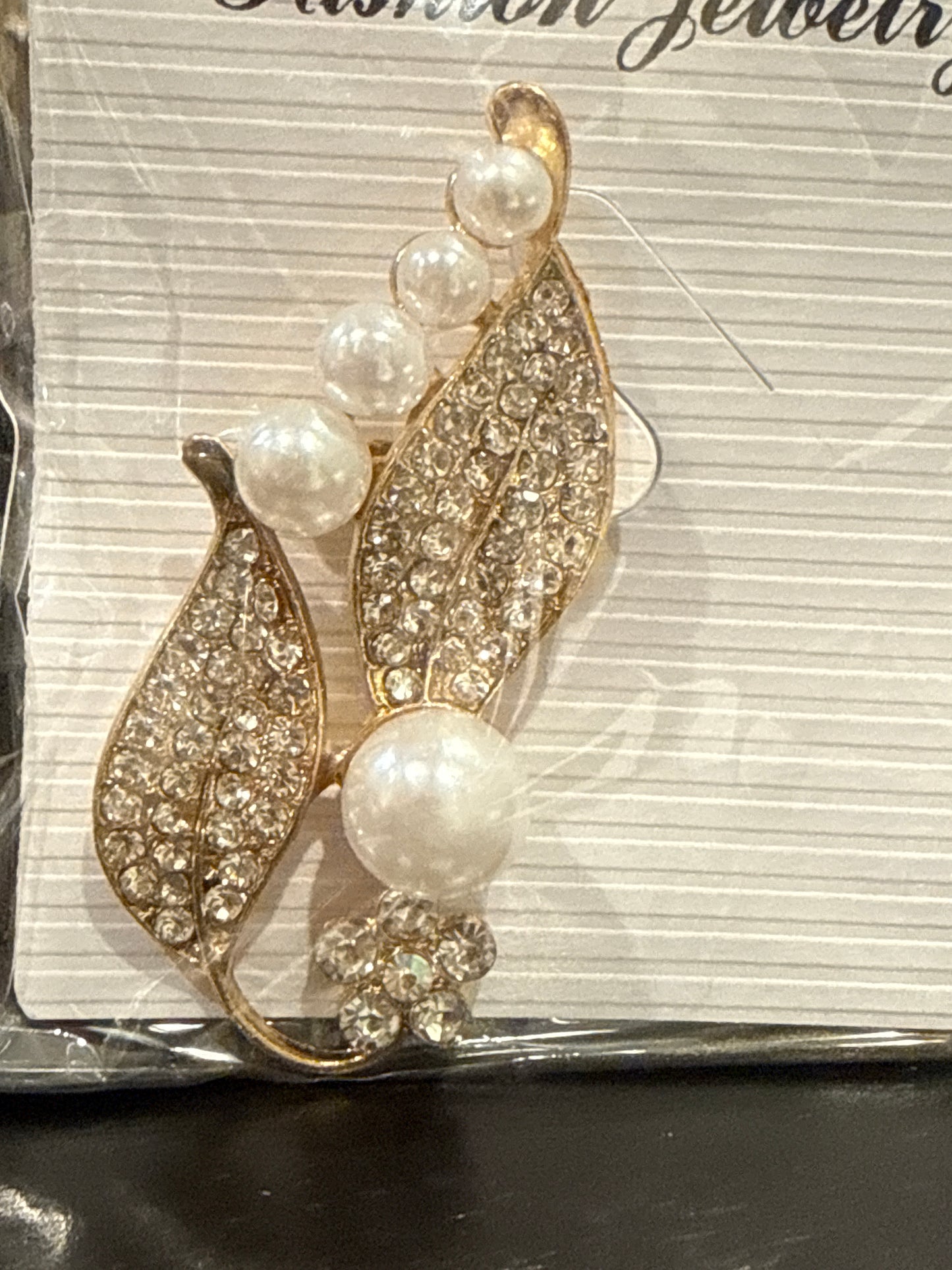Crystal Leaf Brooch