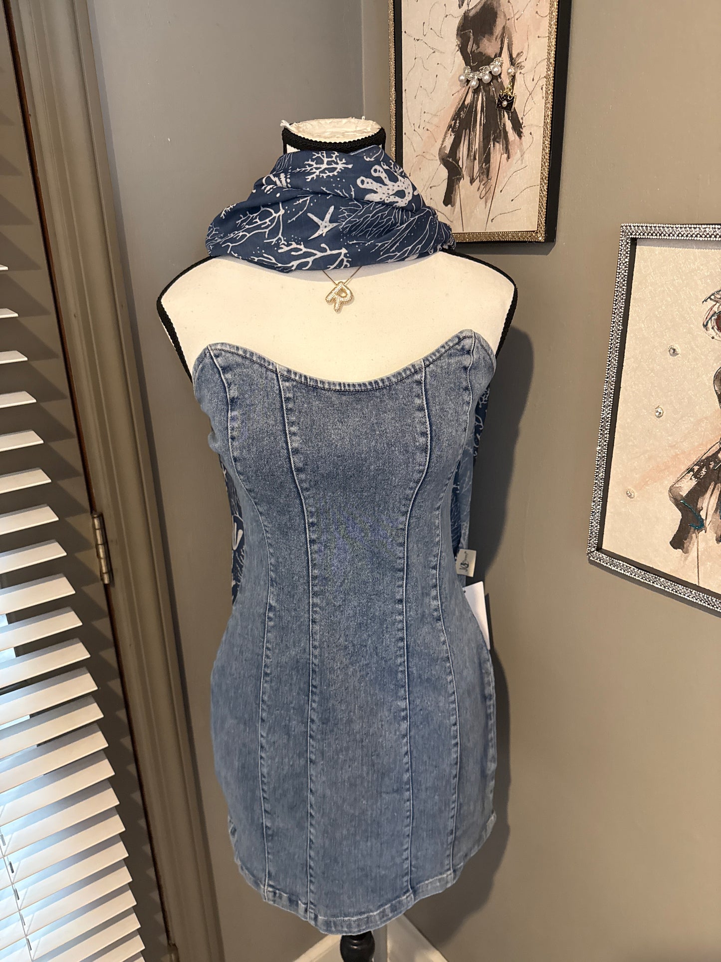 Denim Strapless Dress