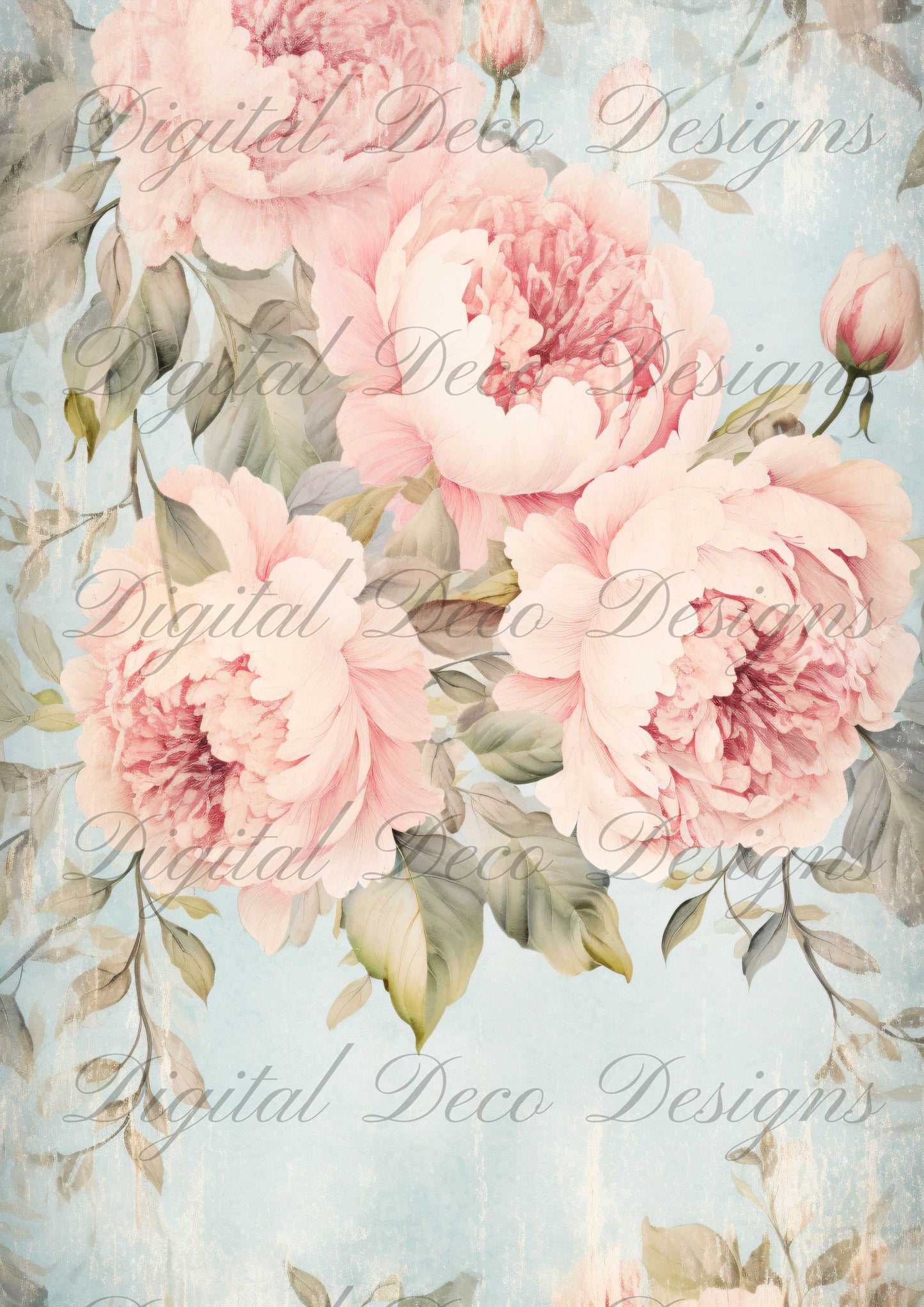 Dusty Blue Florals M032