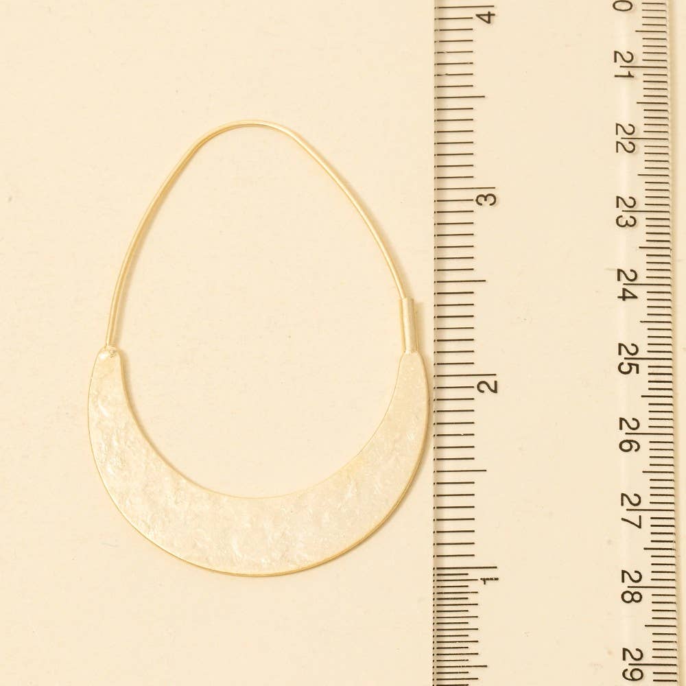Vintage Gold Dipped Hammered Crescent Tear Hoop Earrings