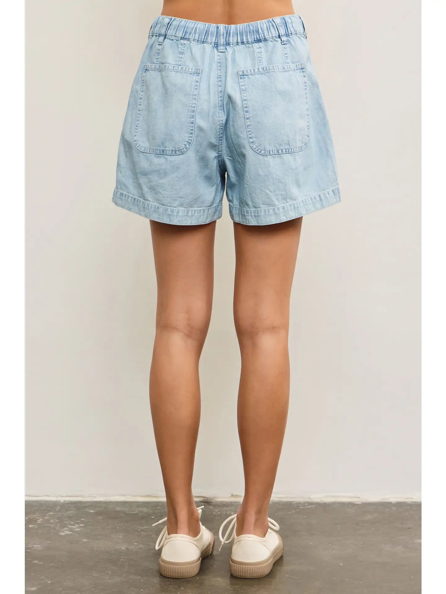 Drawstring Waist Relaxed Slouchy Denim Shorts