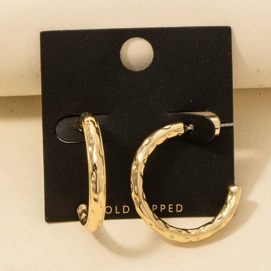 Gold Dipped Textured Hoop Earrings