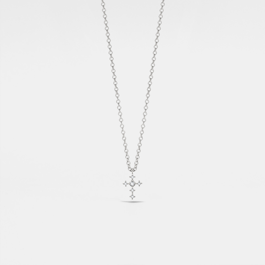 Tiny Small Gold Cross Charm Necklace in 925 Sterling Silver