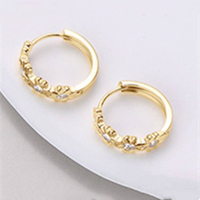 Moissanite Daisy Flower Hoop Earrings in 925 Sterling Silver