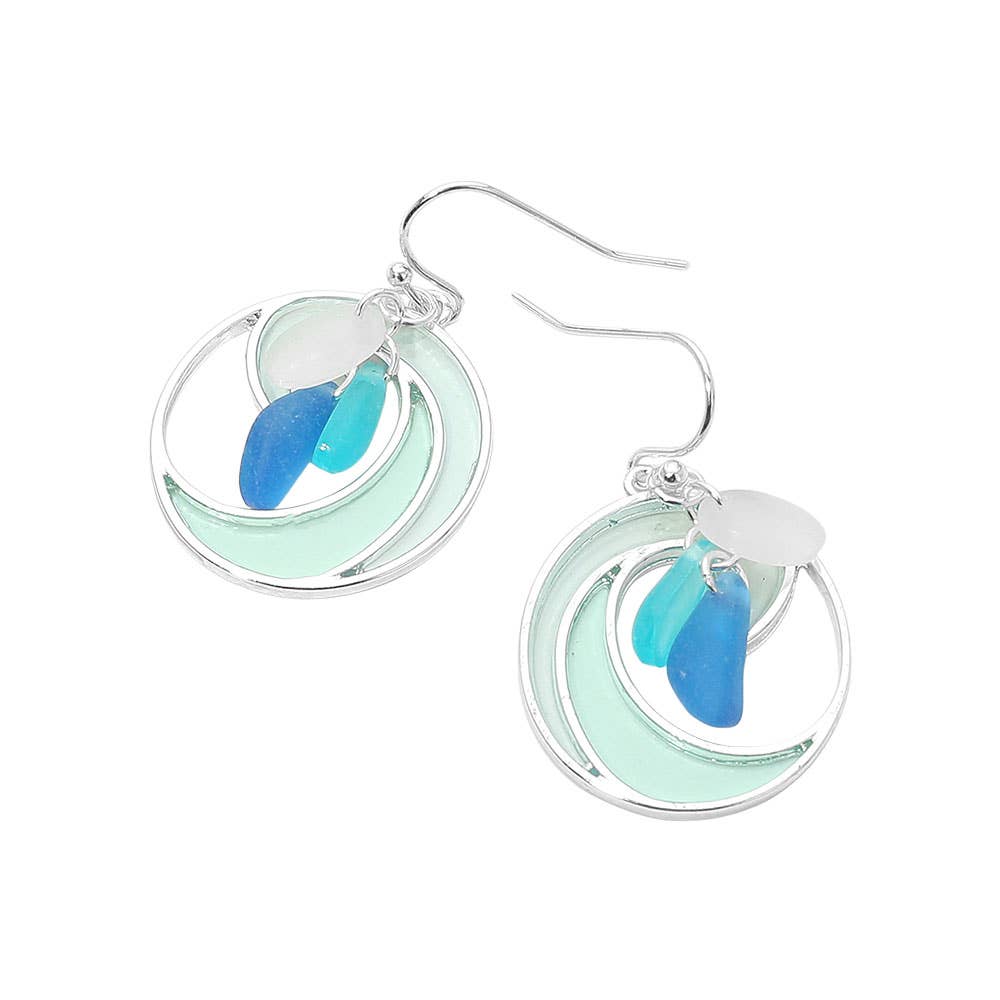 Sea Glass Abstract Ocean Wave Dangle Earrings