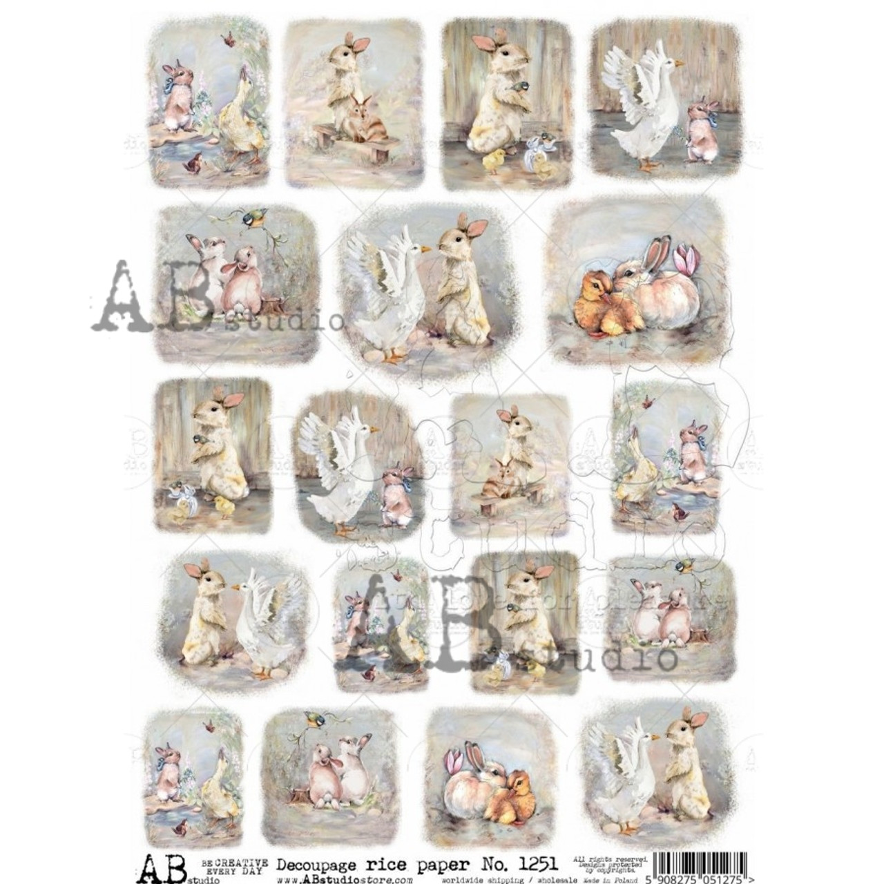 AB Studios 19 Mini Easter Scenes A4 Rice Paper - 8.3 x 11.7